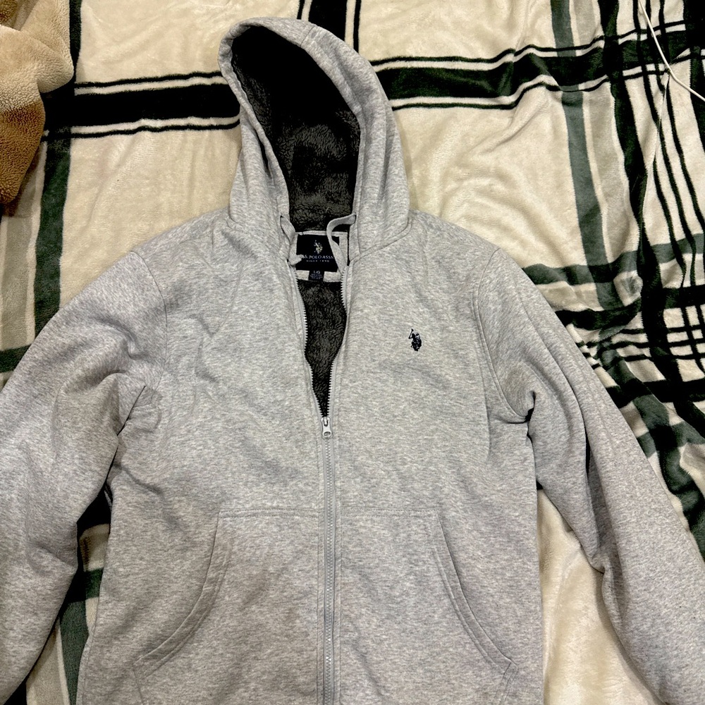 Grey zip up us polo Assn hoodie